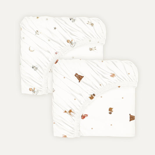 100% Organik Pamuk Saten Lastikli Bebek Çarşafı 2 Adet - 45x75x10cm