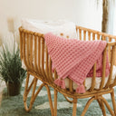 Waffle Pembe %100 Organik Pamuk Bebek Pike 90 x 120 cm