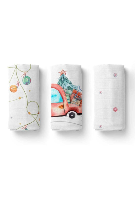 Rudolf's New Year Pamuk Müslin Örtü Seti